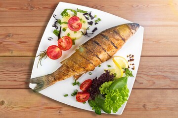 Grilled tasty fresh fish dish
