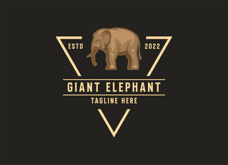 Elephant logo, emblem on dark background. elephant vector logo design template. 