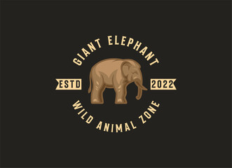 Elephant logo, emblem on dark background. elephant vector logo design template. 