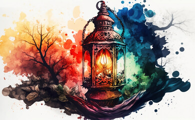 Islamic lantern background. Ramadan lantern wallpaper. Ai generated