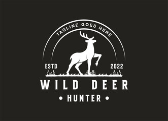 deer hunter logo type, template, and vector