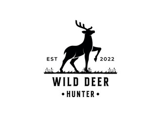 deer hunter logo type, template, and vector