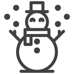snowman, simple thin line icon