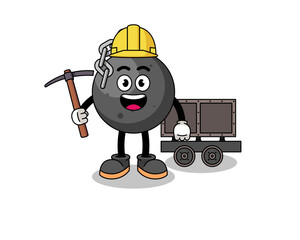 Mascot Illustration of wrecking ball miner