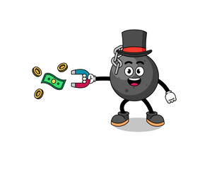 Fototapeta premium Character Illustration of wrecking ball catching money with a magnet