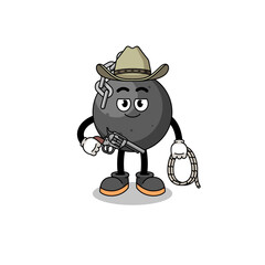 Character mascot of wrecking ball as a cowboy