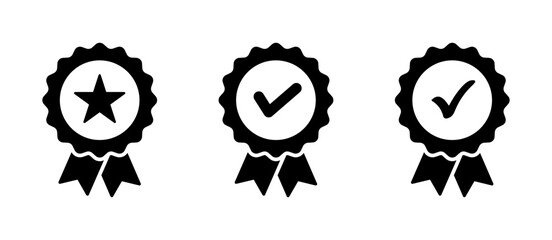 Certified medal vector icons set