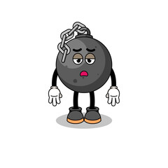 wrecking ball cartoon with fatigue gesture