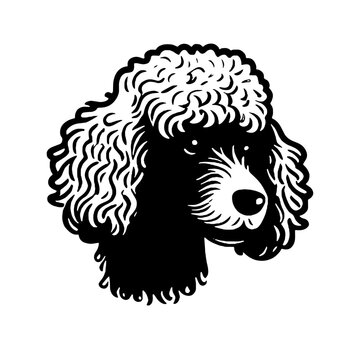 Vector illustration of a decorative dog. Monochrome, flat image of a dog's head