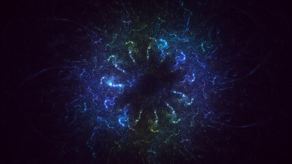 3D rendering abstract blue fractal light background