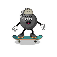 wrecking ball mascot playing a skateboard