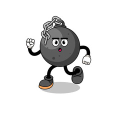 Fototapeta premium running wrecking ball mascot illustration
