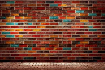 Papier Peint photo Lavable Mur de briques Red brick wall. Texture of old dark brown and red brick wall panoramic background. red brick wall texture grunge background. 