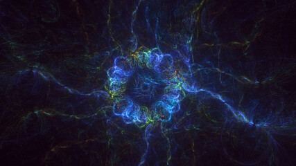 Obraz premium 3D rendering abstract blue fractal light background