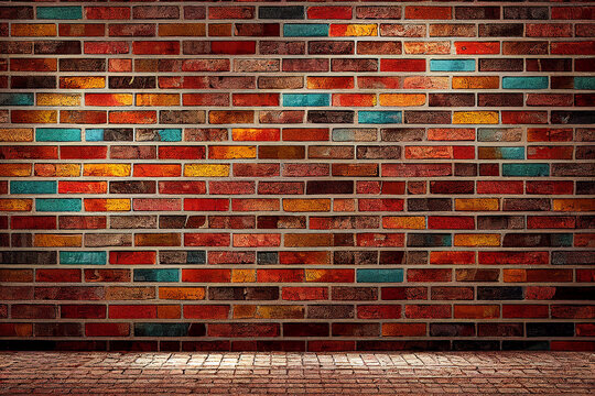 Fototapeta Red brick wall. Texture of old dark brown and red brick wall panoramic background. red brick wall texture grunge background. 