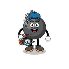 Obraz premium Cartoon Illustration of wrecking ball as a woodworker
