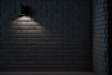 black brick wall, dark background for design. Vector realistic isolated seamless pattern of black brick wall background for template and layout decoration. Panoramic texture of black brick wall. 