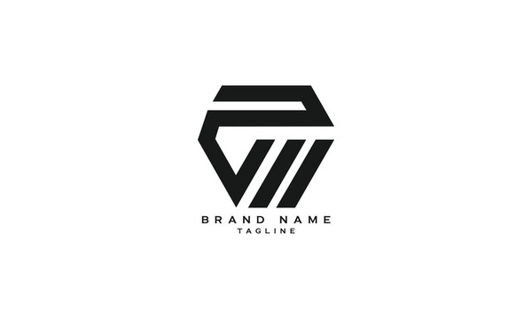 PVW, PVM, PCW, PCM, PM, PW, Abstract initial monogram letter alphabet logo design
