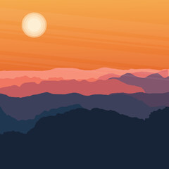 Fototapeta na wymiar summer Sunset vector background illustration