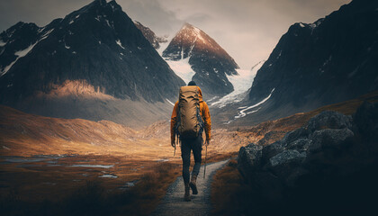 Fototapeta premium Backpacker, Generative AI, Illustration