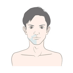 20代から30代くらいの青髭の男性・ビフォーアフターイメージイラスト 