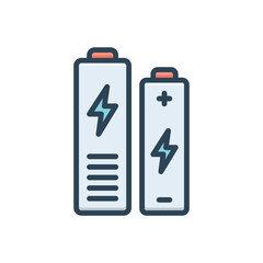 Color illustration icon for batteries