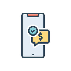 Color illustration icon for paid