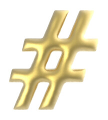 Obraz premium hashtag symbol golden edge sliced text isolated - 3d rendering