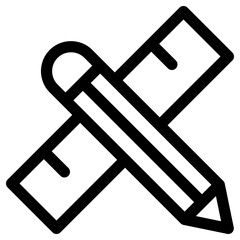 pencil and ruler icon or logo isolated sign symbol vector illustration - high quality black style vector icons
