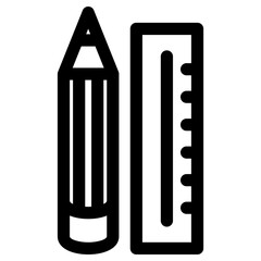 pencil and ruler icon or logo isolated sign symbol vector illustration - high quality black style vector icons
