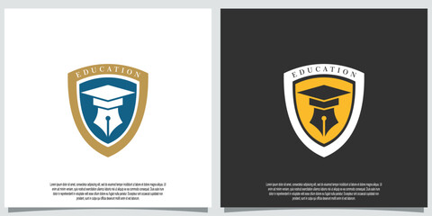 Naklejka premium education logo template with pen creative concept