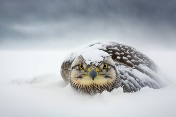 A Beautiful Hawk Lying in the Snow Generative AI