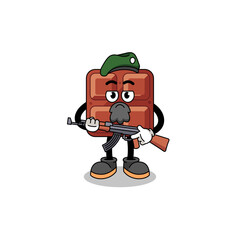 Fototapeta premium Character cartoon of chocolate bar as a special force