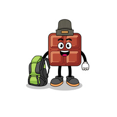 Fototapeta premium Illustration of chocolate bar mascot as a hiker