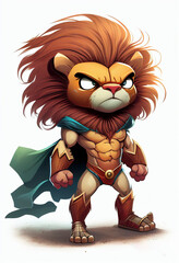 Naklejka premium cartoon lion superhero character