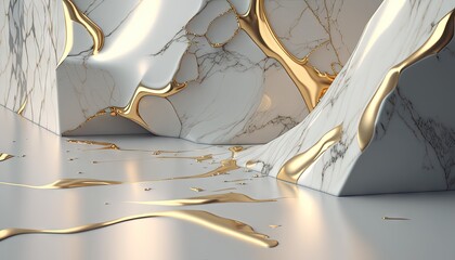  a white and gold marble wall with gold paint on the floor and a white marble wall with gold paint on the walls and a white marble wall with gold paint on the floor.  generative ai