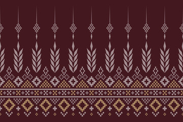 Red traditional ethnic pattern paisley flower Ikat background abstract Aztec African Indonesian Indian seamless pattern for fabric print cloth dress carpet curtains and sarong