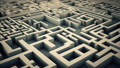 complex white maze architecture, Generative Ai