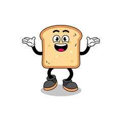 bread cartoon searching with happy gesture