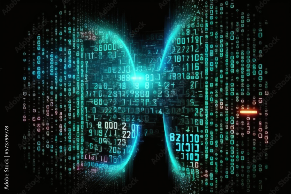 Poster idea of digital disruption. the use of binary digits. generative ai