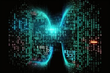 Idea of digital disruption. The use of binary digits. Generative AI