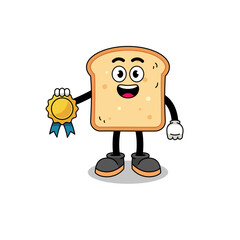 bread cartoon illustration with satisfaction guaranteed medal