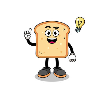 bread cartoon with get an idea pose