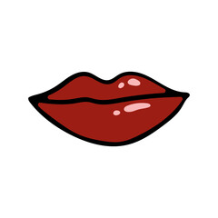 Vector female lips hand draw. Isolate lips in doodle style