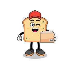 bread mascot cartoon as an courier