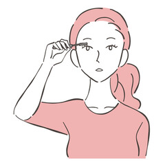 女性　メイク　アイメイク　マスカラ