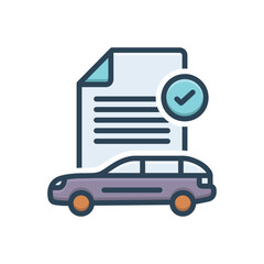 Color illustration icon for permit