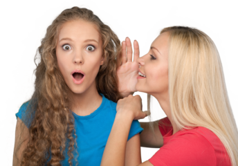 Portrait of Two Girlfriends , Sisters Gossiping