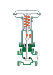 Globe reversed valve and actuator