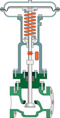 Globe reversed valve and actuator